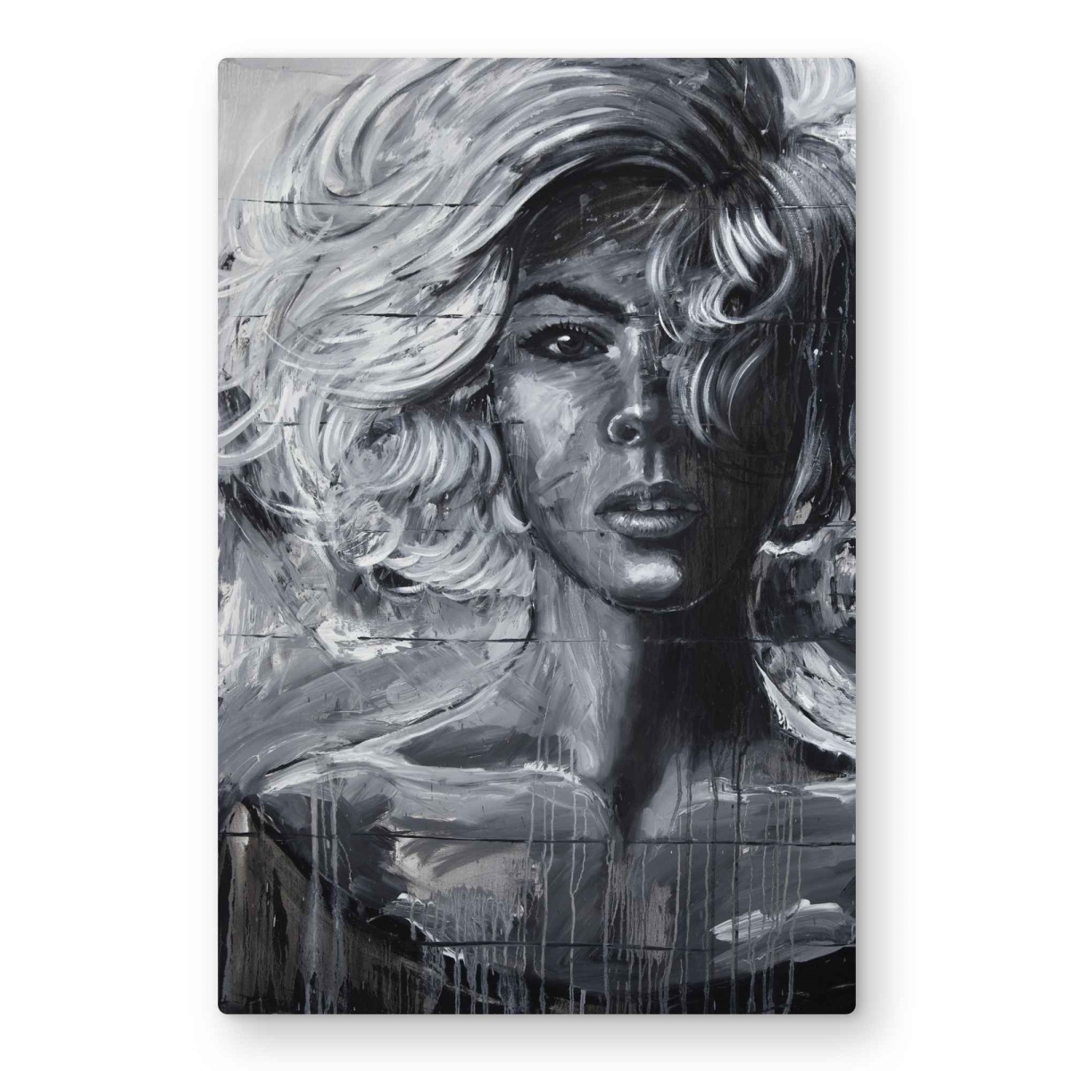 C1MP2030E34NGI 20 x 30 in. Gentle Woman - Monochrome Metal Print Wall Art for Home Decor