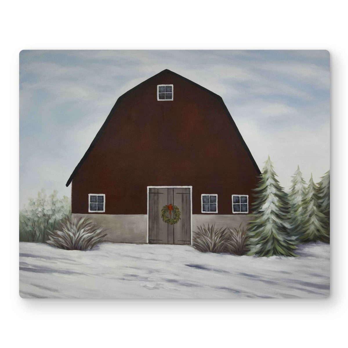 C1MP1620J8G7QK 16 x 20 in. It Winter on the Farm Wall Art - Trees Bedroom Metal Print Decor