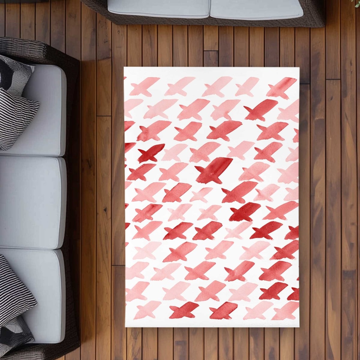 C1ROAR35KQOQVS 3 x 5 ft. X Red Pattern - Office Red Outdoor Rectangle Area Rug for Home Decor