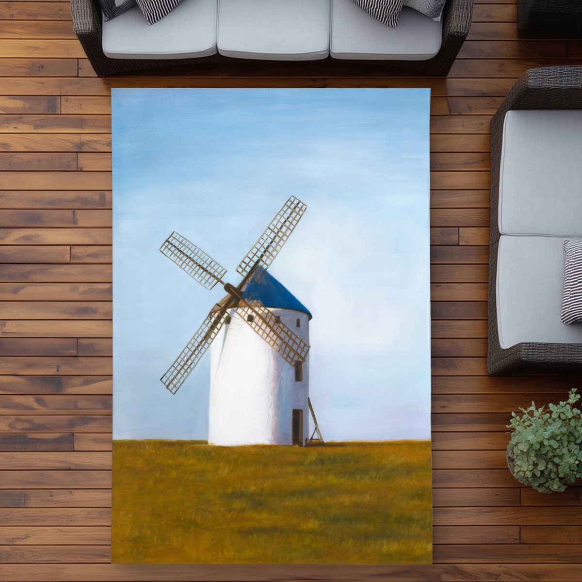 C1ROAR572AFF7Y 5 x 7 ft. Big Windmill Rustic Building Outdoor Rectangle Area Rug for Home Decor