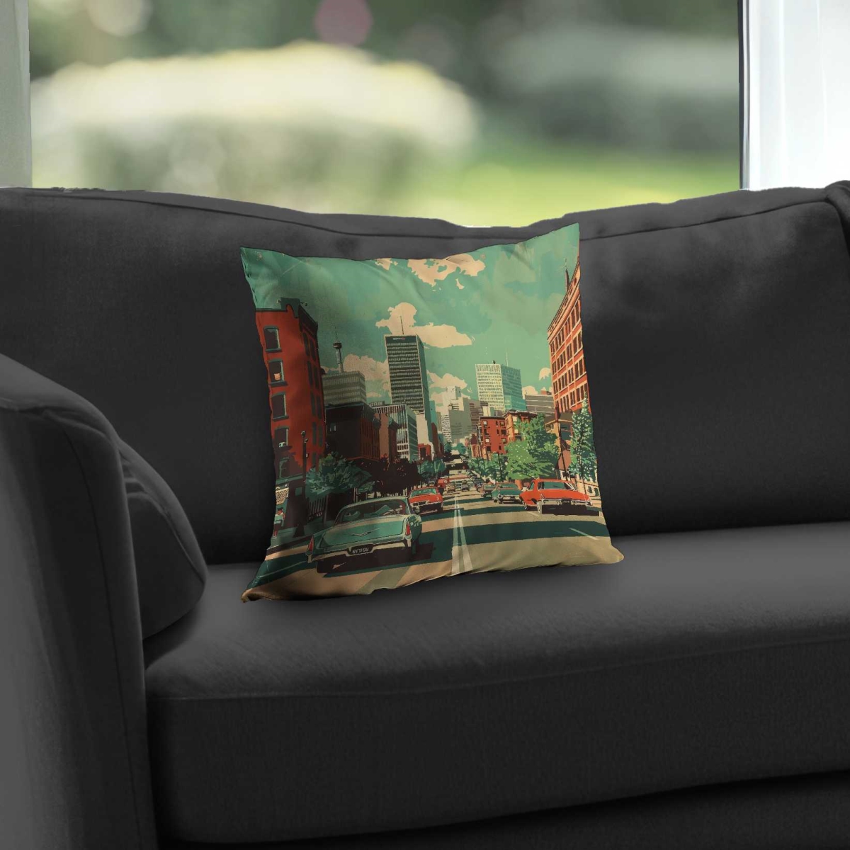 C1PC14140PG89U 14 x 14 in. On Route Turquoise Poly Twill Throw - Stylish Home Decor