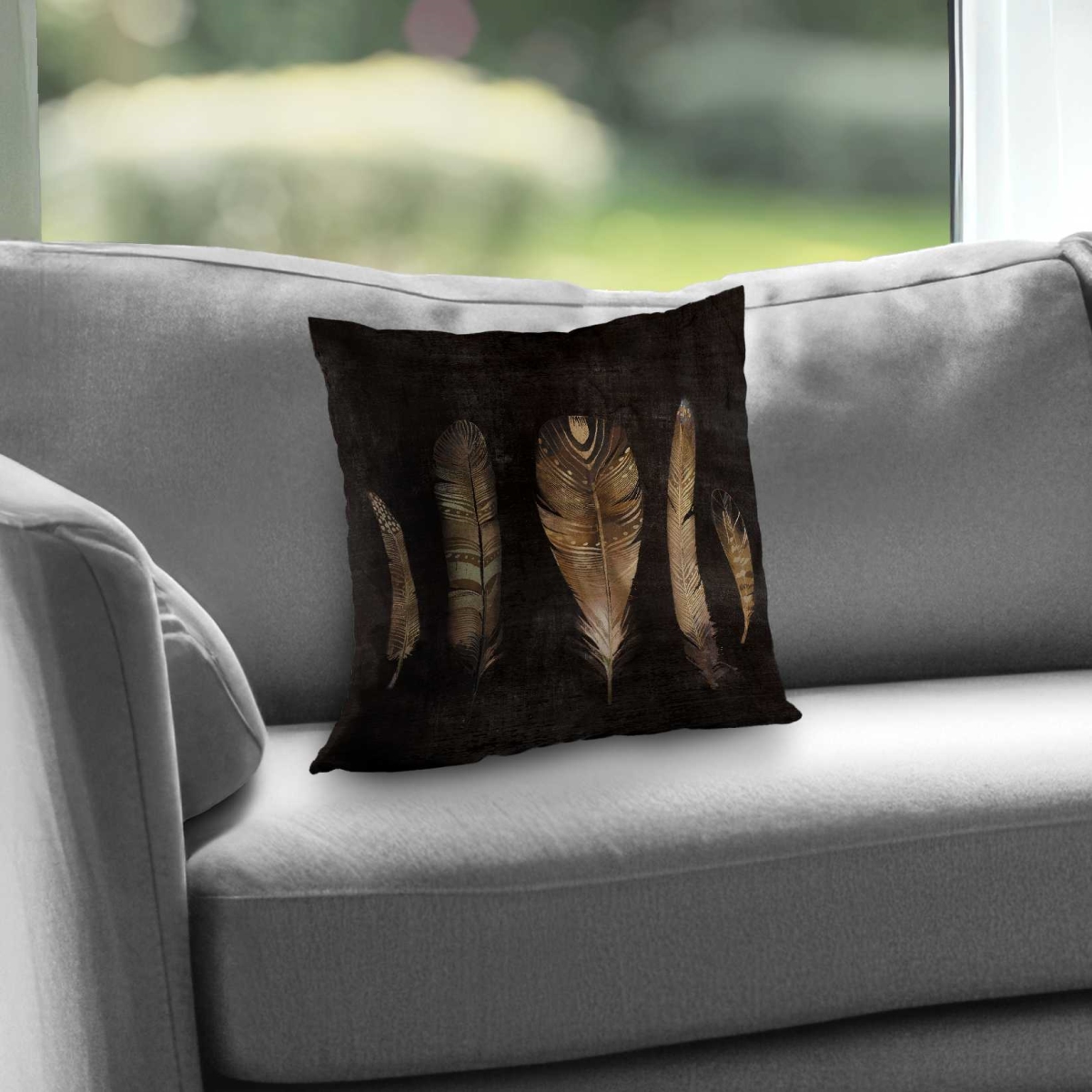 C1PC14140SCBG4 14 x 14 in. Brown Feather Set - Poly Twill Throw for Home Decor