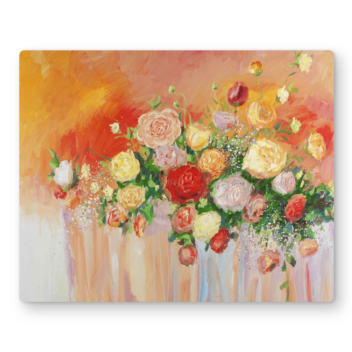 C1MP1620U24NTU 16 x 20 in. Bouquet of Multicolor Abstract Flowers Wall Art - Orange Metal Print