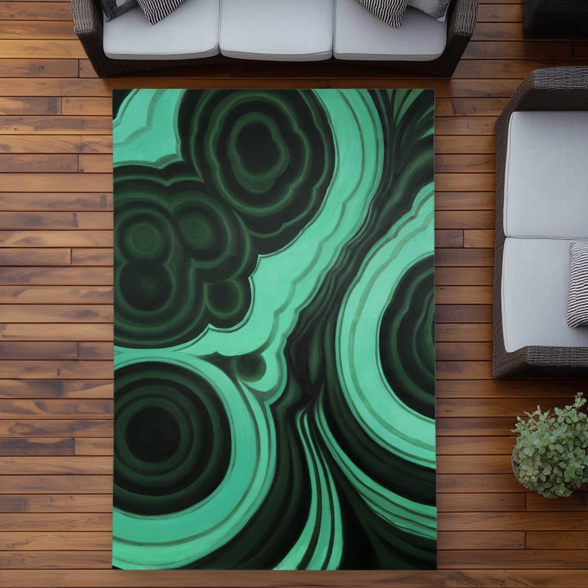 C1ROAR57KNIBR5 5 x 7 ft. Malachite Stone - Retro Abstract Outdoor Rectangle Area Rug