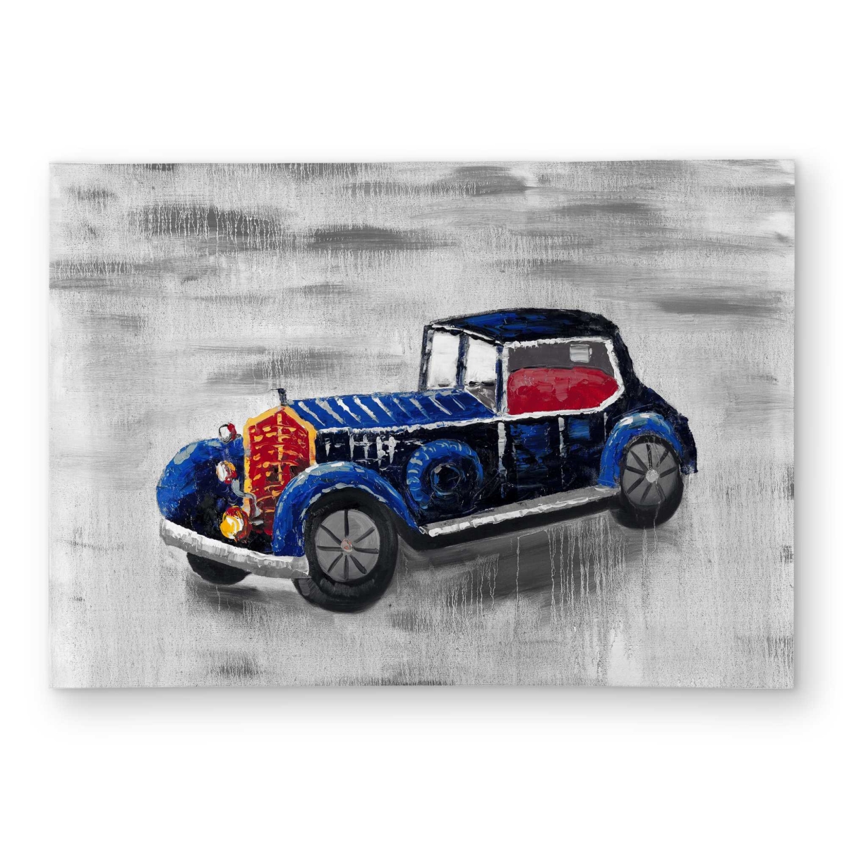 C1ROAR57L2981R 5 x 7 ft. Vintage Blue Toy Car - Gray Contemporary Outdoor Rectangle Area Rug