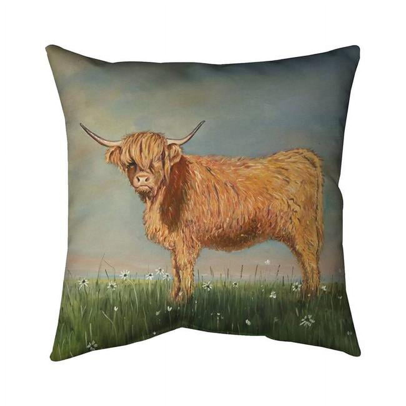 20 x 20 in. Daisy The Highland Cow-Double Sided Print Indoor Pillow
