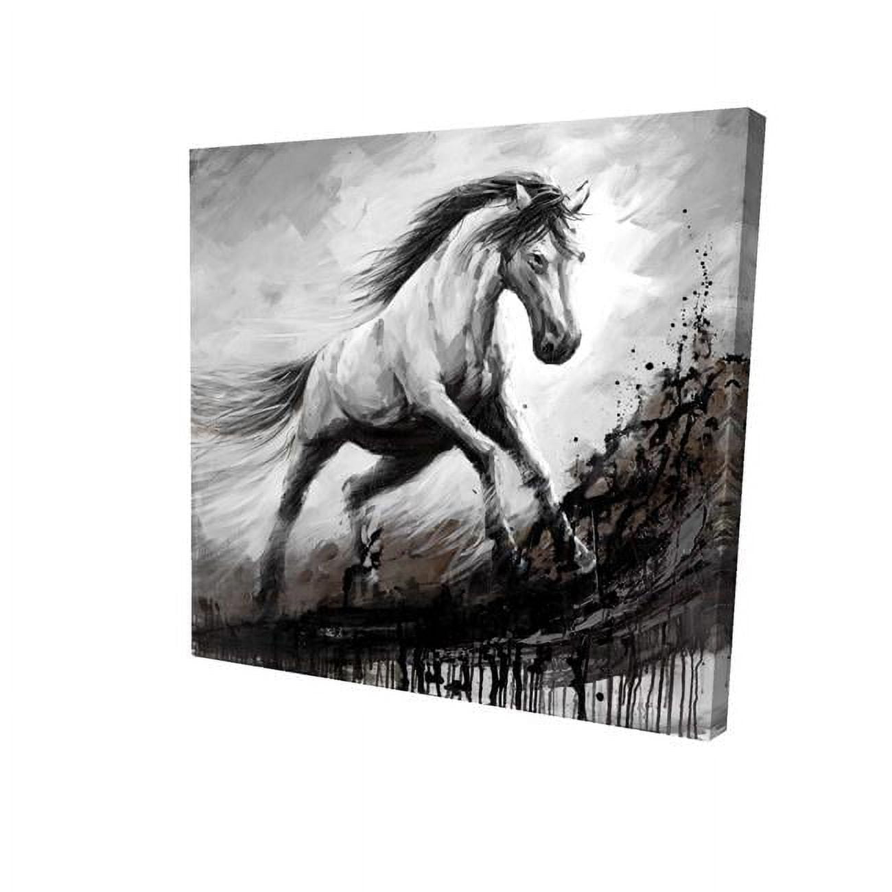 12 x 12 in. White Horse in the Wind-Print on Canvas