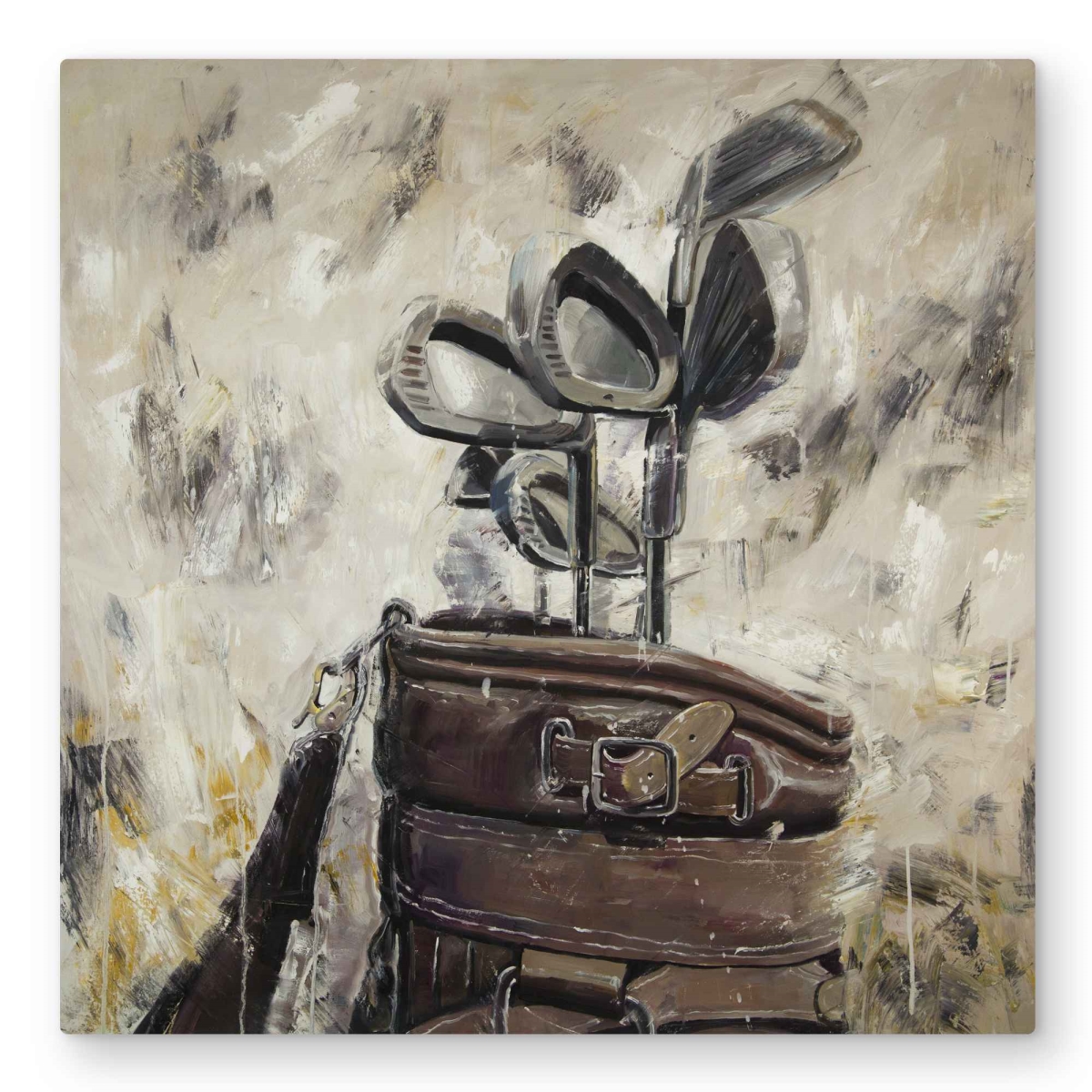 C1MP3232ZWZ3TY 32 x 32 in. Vintage Sticks & Golf Bag - Metal Print Wall Art for Man Cave Decor