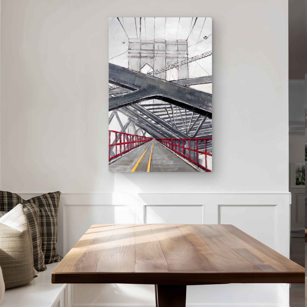 C1MP2436AS4KRJ 24 x 36 in. Under the Brooklyn Bridge Wall Art - Office Architecture Metal Print