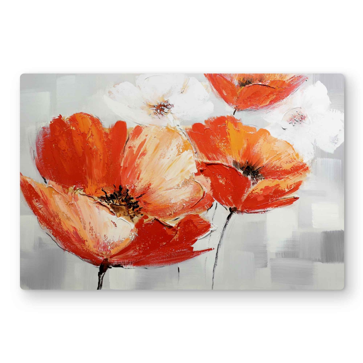 C1MP2436WHW96B 24 x 36 in. Red Wild Flowers in the Wind Wall Art - Contemporary Botanical Metal Print