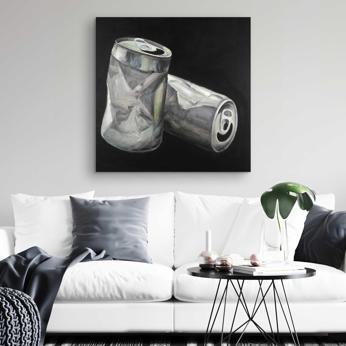 C1RC32327CGGCB 32 x 32 in. Empty Cans - White Object Canvas for Stylish Home Decor