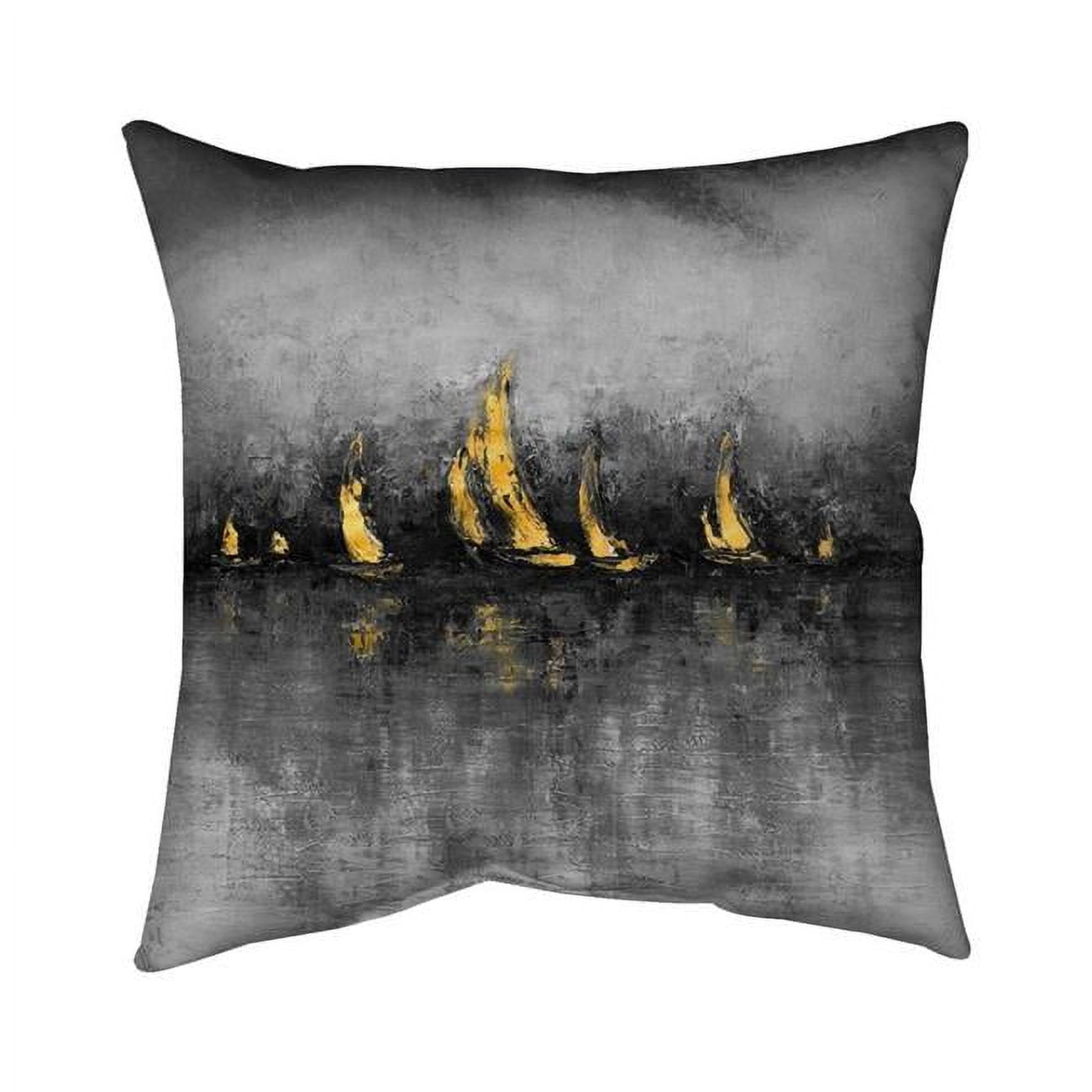 20 x 20 in. Gold Sailboats-Double Sided Print Indoor Pillow