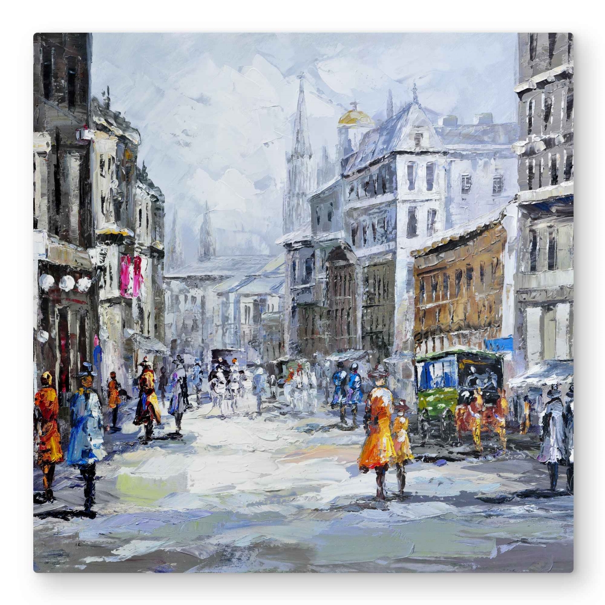 C1MP3232N5U0HB 32 x 32 in. Busy Street by A Cloudy Day Wall Art - Blue Bedroom Metal Print Decor