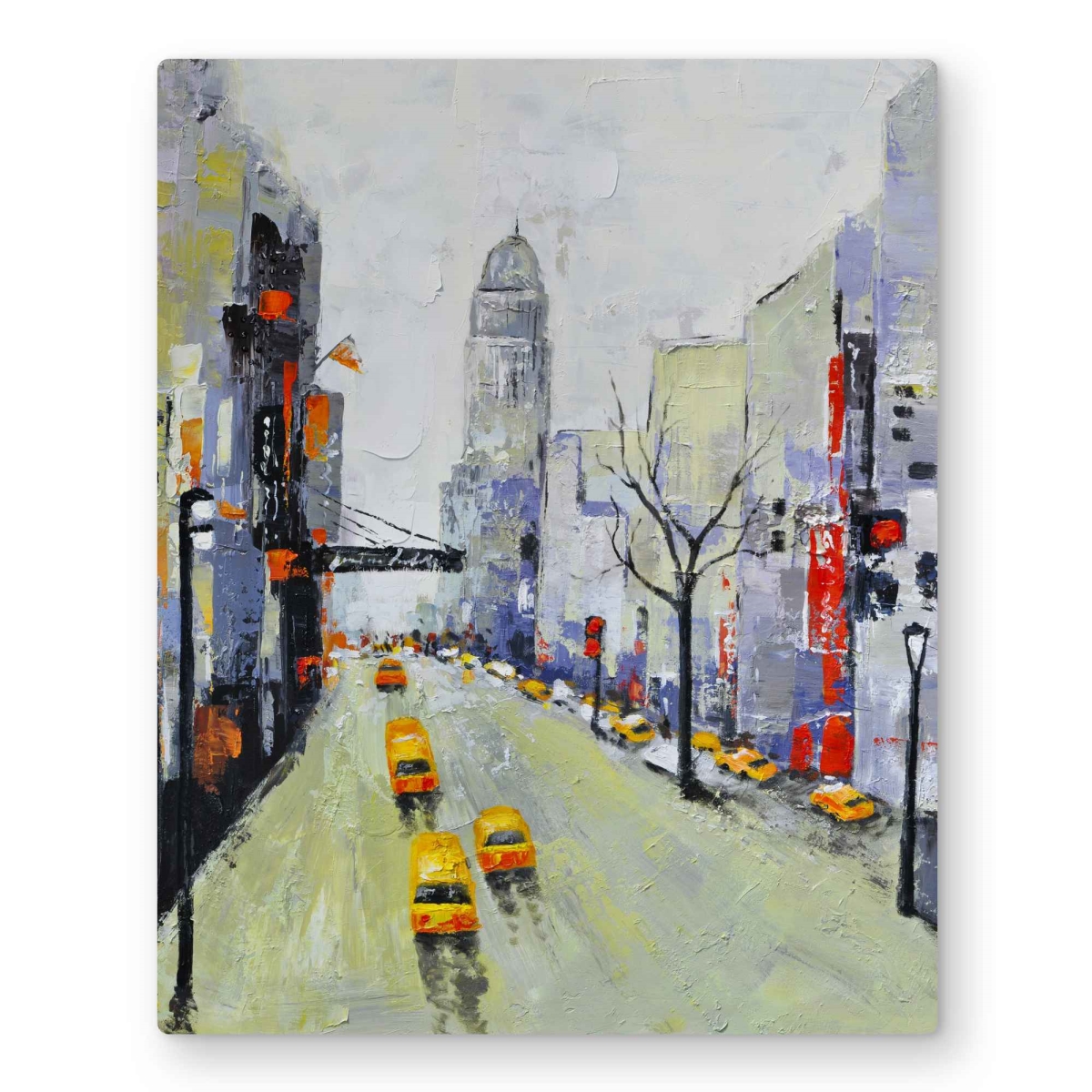 C1MP16200UK8OI 16 x 20 in. Gray Street with Yellow Red Accents Wall Art - Cities Livingroom Metal Print