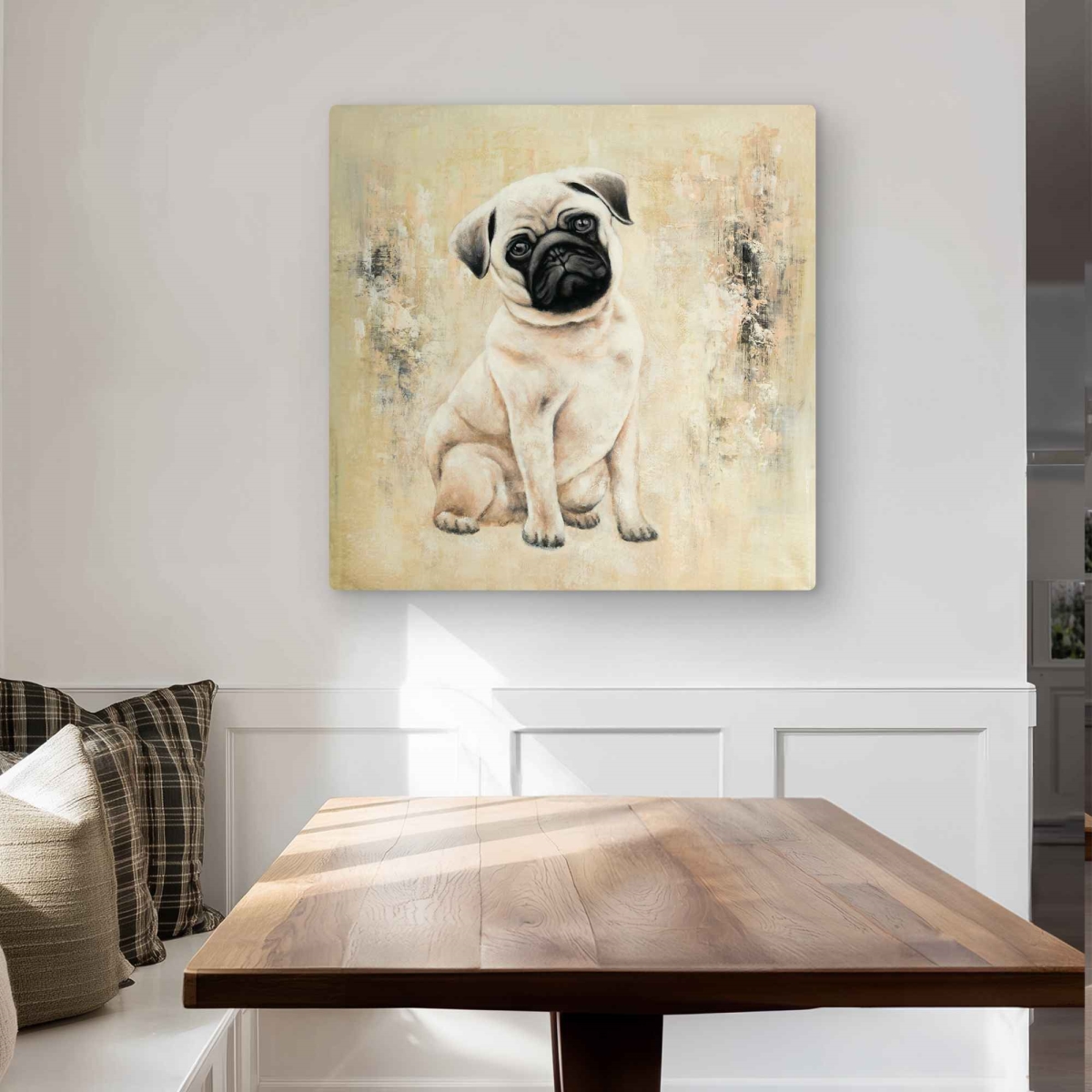 C1MP3232D951EG 32 x 32 in. Small Pug Dog Wall Art - Contemporary Bedroom Metal Print