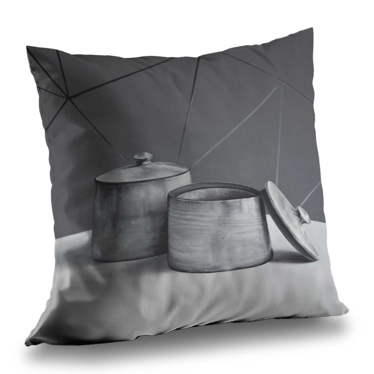C1PC1414I4H5B3 14 x 14 in. Old Pot with Lid - Silver Poly Twill Throw for Home Decor