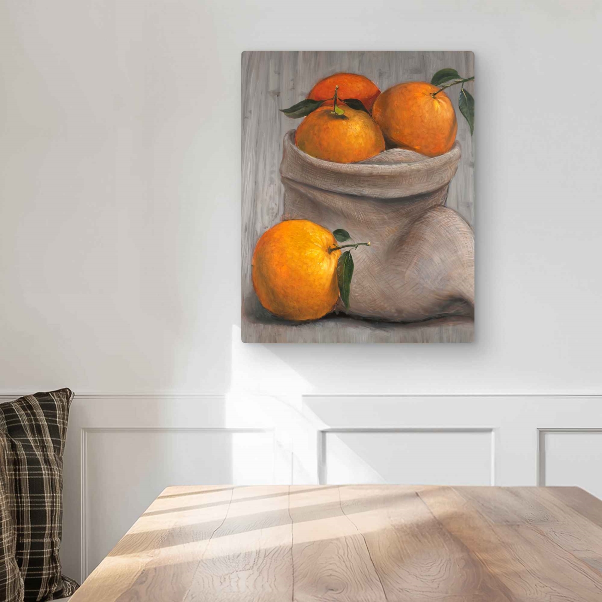 C1MP1620SH4BUY 16 x 20 in. Bag of Oranges - Gray Still Life Metal Print Wall Art for Home Decor