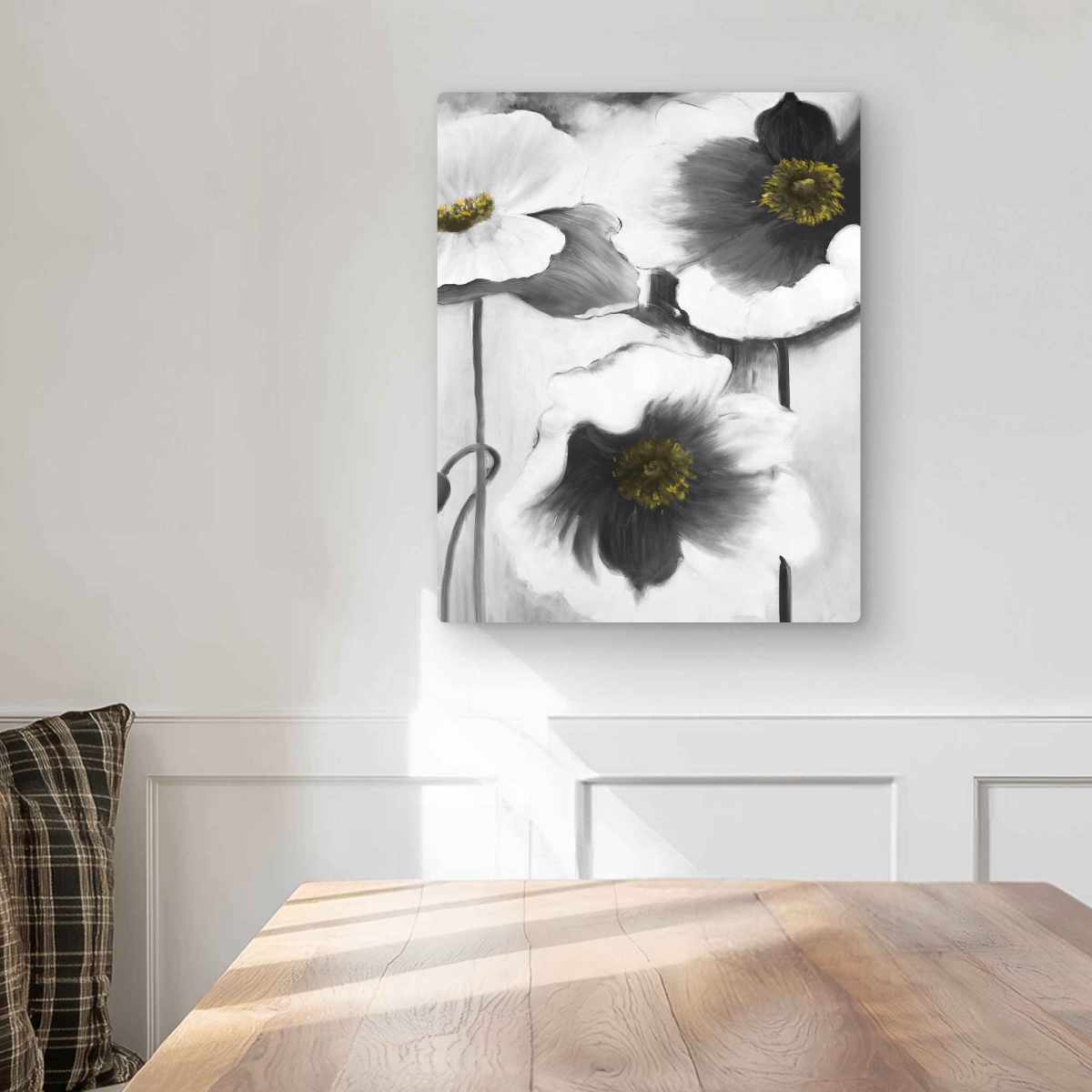 C1MP1620ABL5CT 16 x 20 in. Black & White Flowers - Floral Metal Print Wall Art for Home Decor