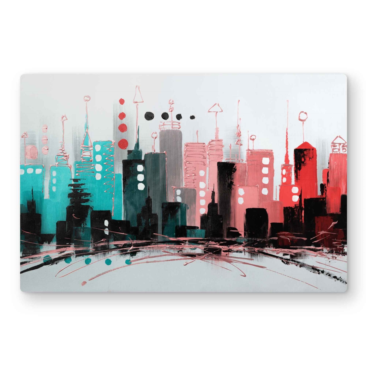 C1MP2436GESUOY 24 x 36 in. Cityscape with Rose Gold Colors Wall Art - Bedroom Shapes Metal Print