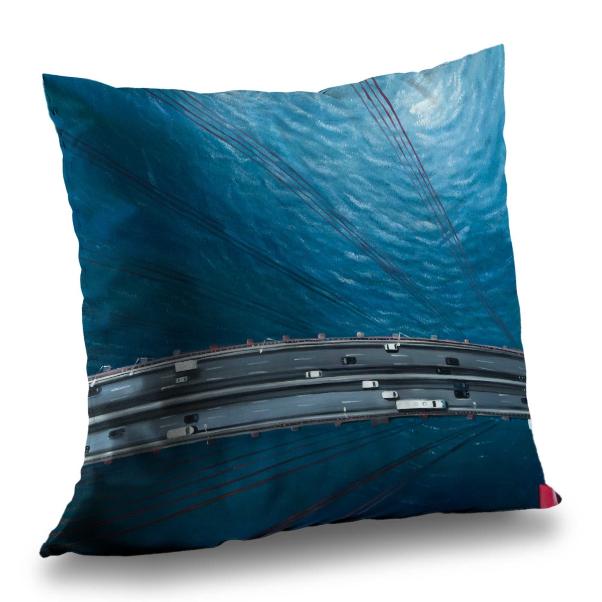 C1PC1414KXFEK3 14 x 14 in. Overhead View of Traffic on the Golden Gate - Poly Twill Throw