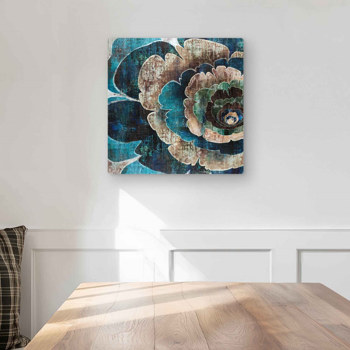 C1MP1616UPGP5Z 16 x 16 in. Blue Flower Montage Wall Art - Vintage Floral Metal Print