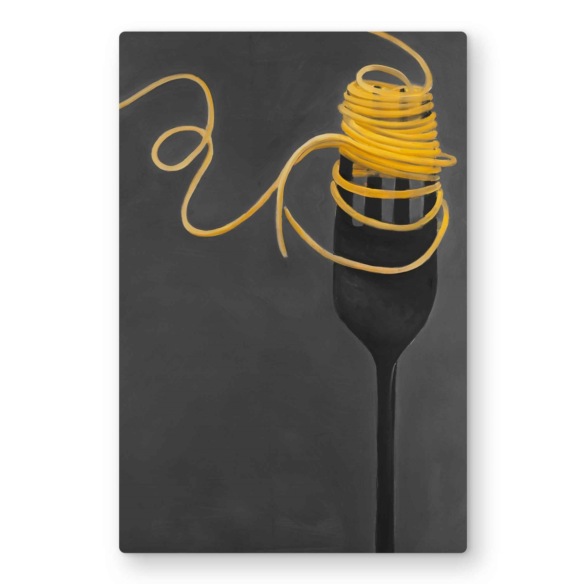 C1MP2436LLS1JP 24 x 36 in. Spaghetti Pasta Around A Fork Wall Art - Kitchen Black Metal Print