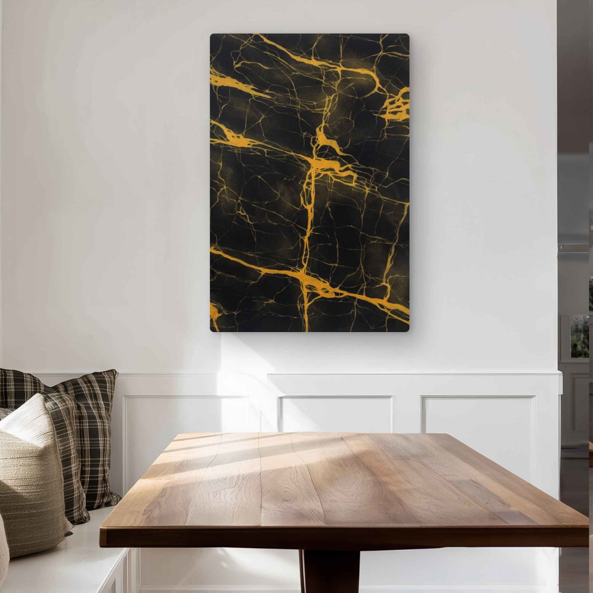 C1MP2436MOAAEM 24 x 36 in. Black & Gold Marble Texture Wall Art - Pattern Office Metal Print
