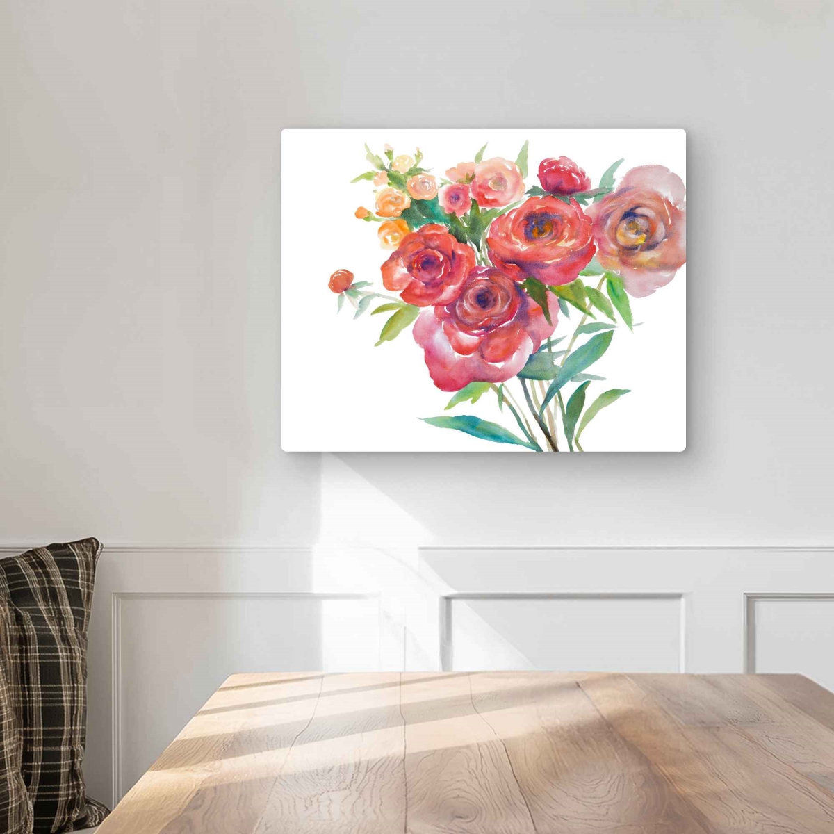 C1MP1620GLJ037 16 x 20 in. Watercolor Bouquet of Flowers Wall Art - Botanical Metal Print Decor