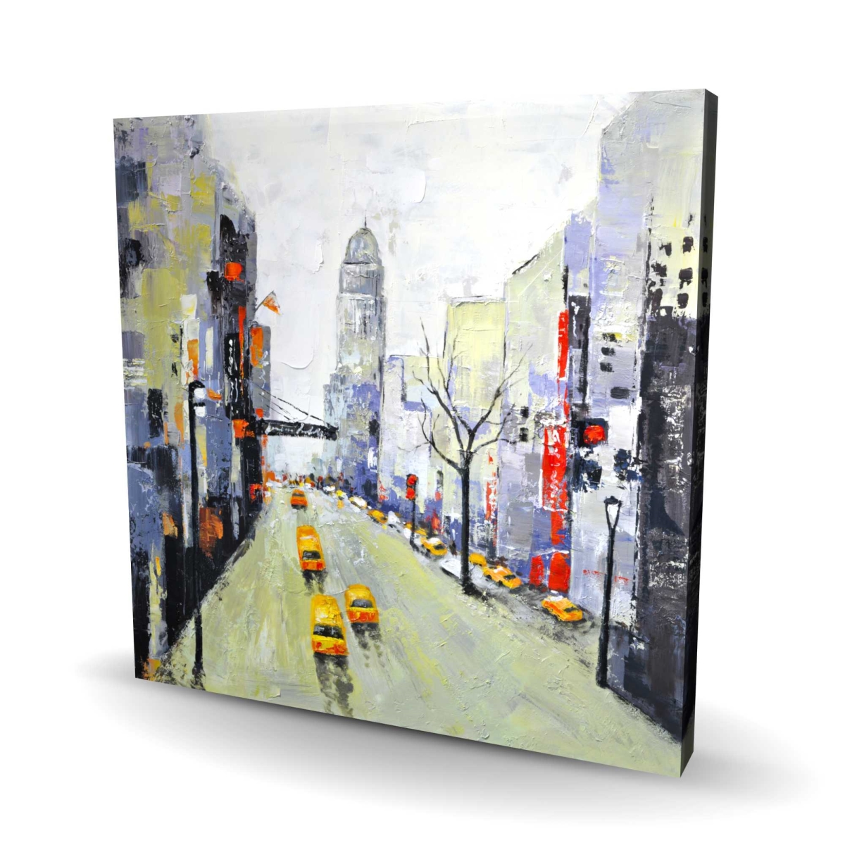 C1RC2424PTRWUG 24 x 24 in. Gray Street with Yellow & Red Accents - Blue Contemporary Canvas