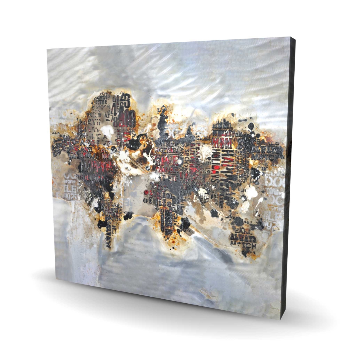 C1RC2424VADIJU 24 x 24 in. Texturized World Map with Typography - Red Satellite View Canvas