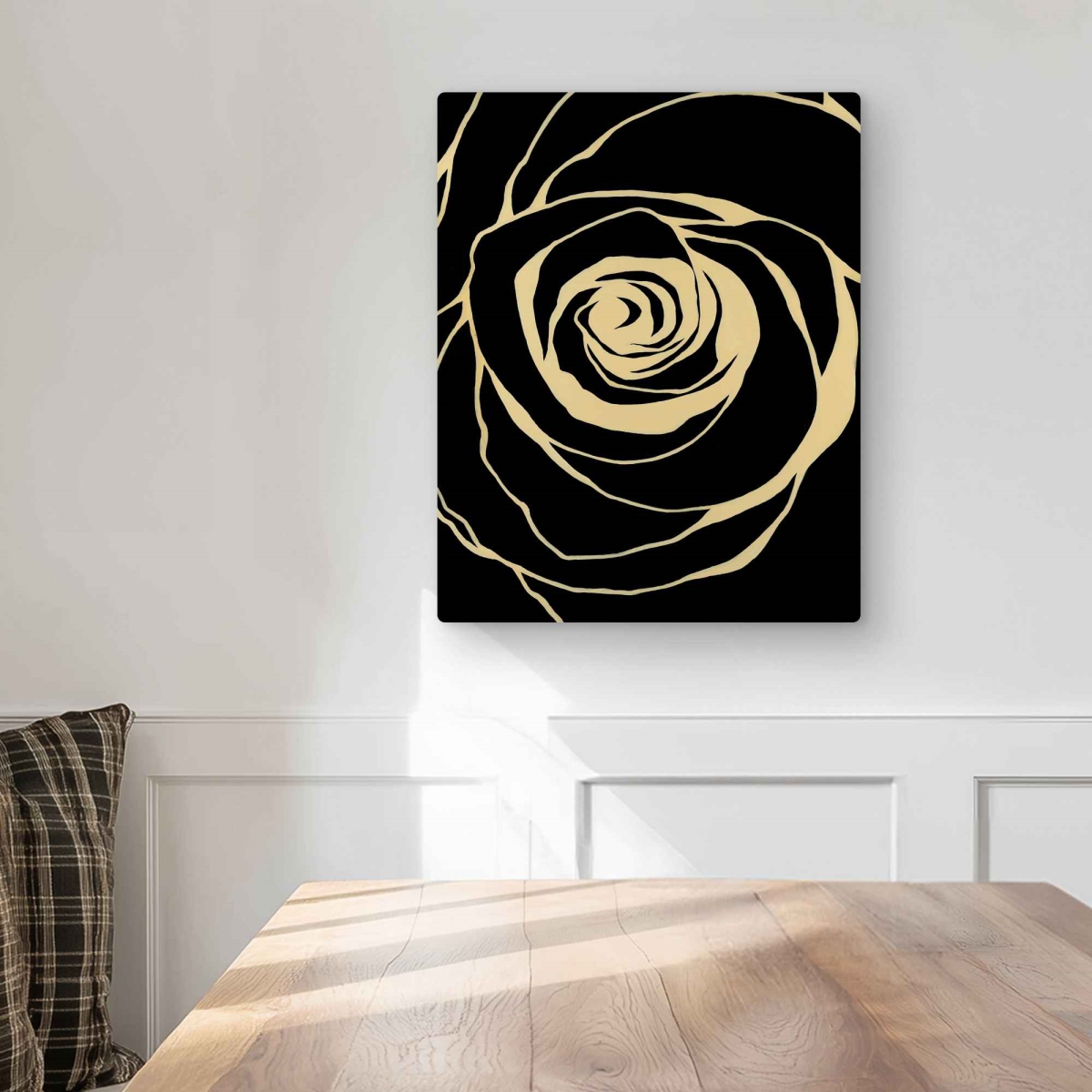 C1MP1620VTB6EM 16 x 20 in. Black Rose Floral Metal Print Wall Art - Elegant Home Decor Accent