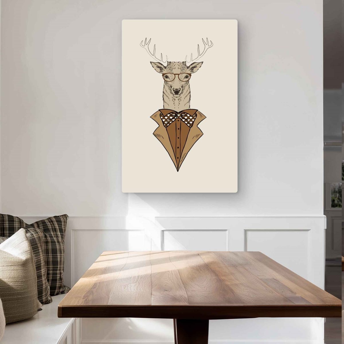 C1MP2436NUN39H 24 x 36 in. Deer with Brown Coat - Beige Metal Print Wall Art for Home Decor