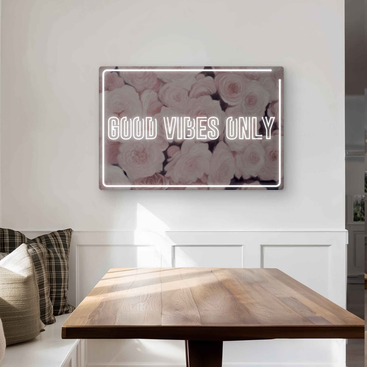 C1MP2436VBIX93 24 x 36 in. Good Vibes Only - Roses - Modern Metal Print Wall Art for Home Decor