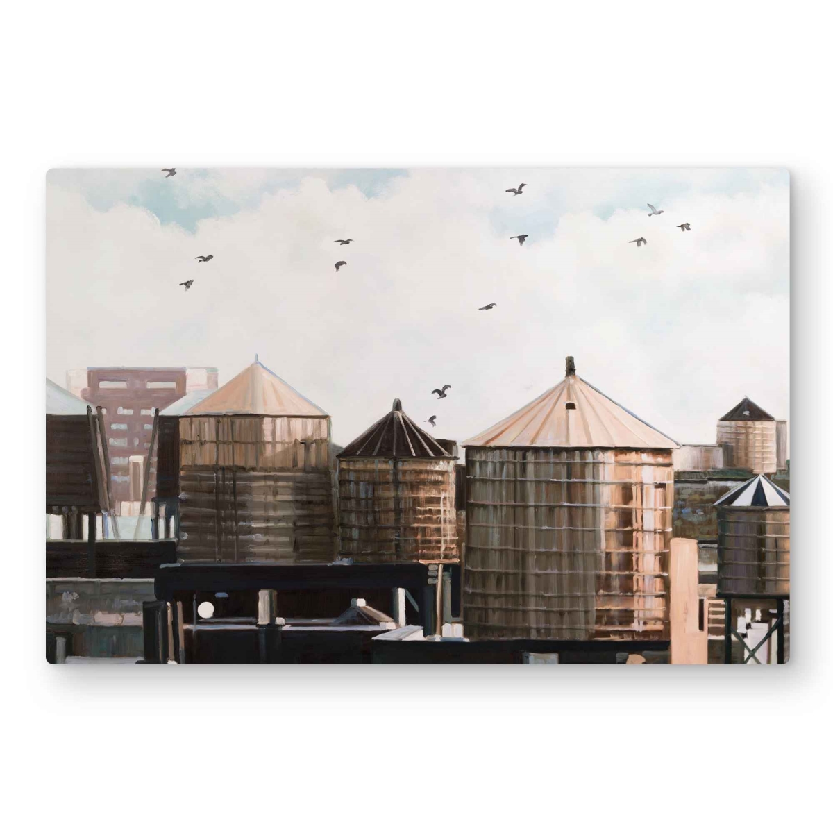 C1MP2030BWL8CM 20 x 30 in. Water Towers Wall Art - Contemporary Cities Metal Print