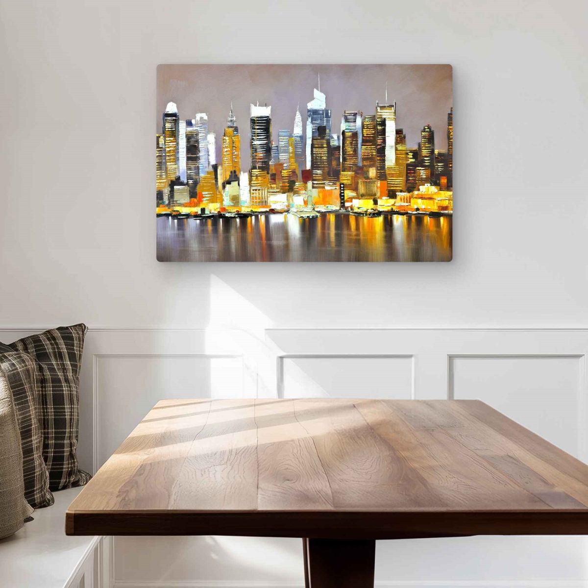 C1MP2030C2XEUN 20 x 30 in. Texturized Skyscrapers by Night Wall Art - Contemporary Metal Print