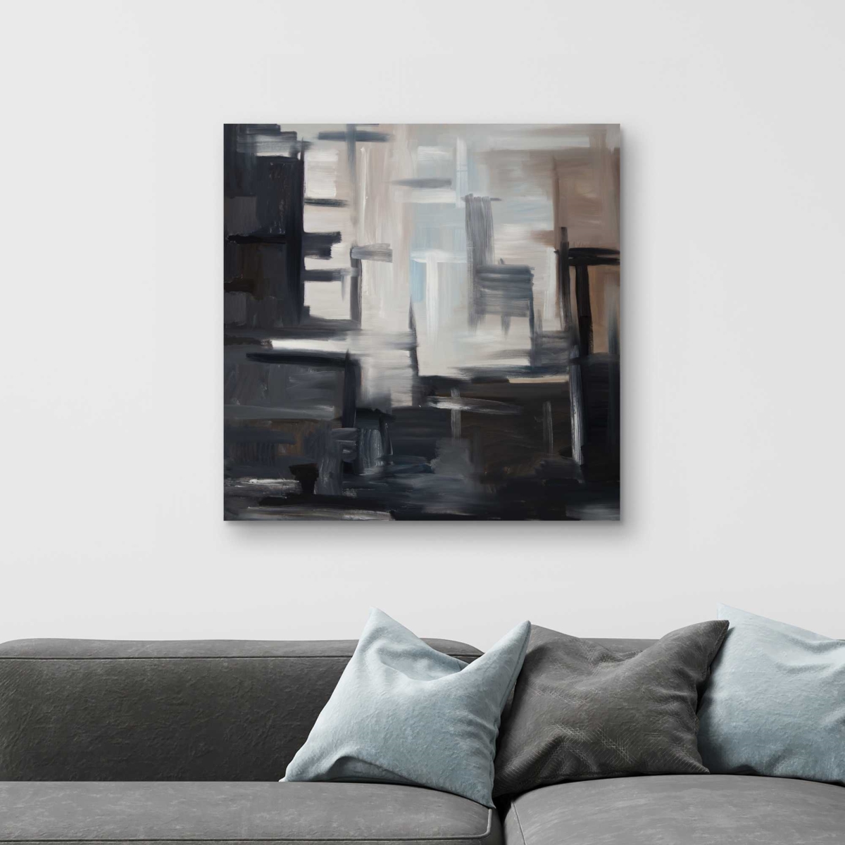 C1RC3232SX5L6L 32 x 32 in. Subtil Gray Shapes Canvas - Modern Home Decor Artwork