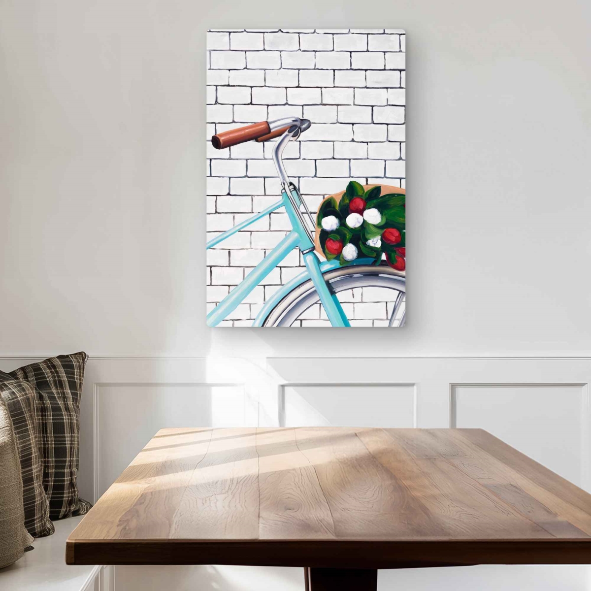 C1MP2030ITD5XY 20 x 30 in. Bicycle with Bouquet of Tulips Wall Art - Blue Metal Print Home Decor