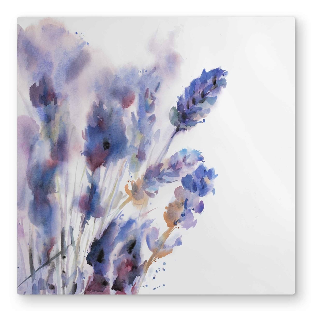 C1MP3232WSY4QW 32 x 32 in. Watercolor Lavender Flowers Metal Print Wall Art - Rustic Home Decor