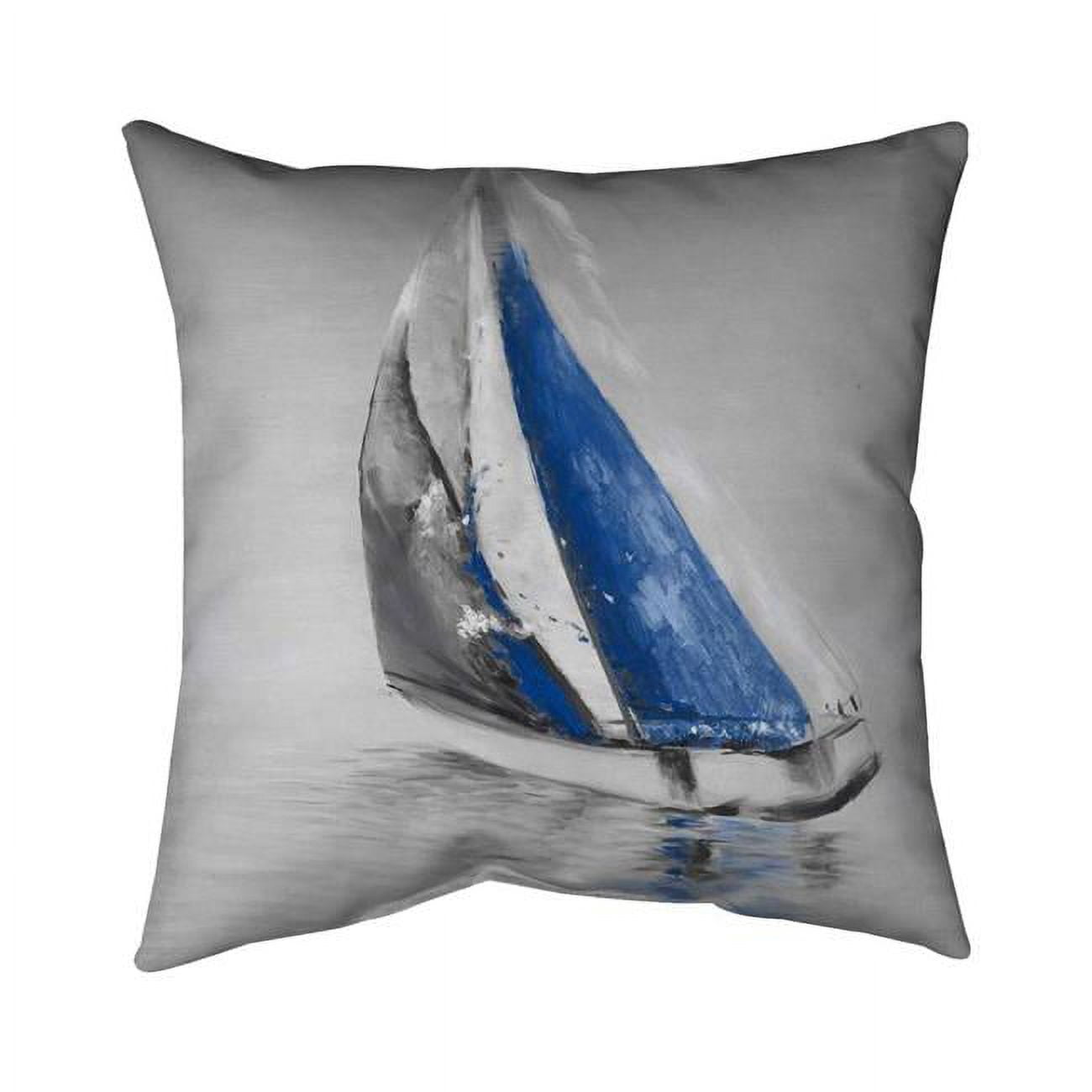 20 x 20 in. Grey & Blue Boat Sailing-Double Sided Print Indoor Pillow