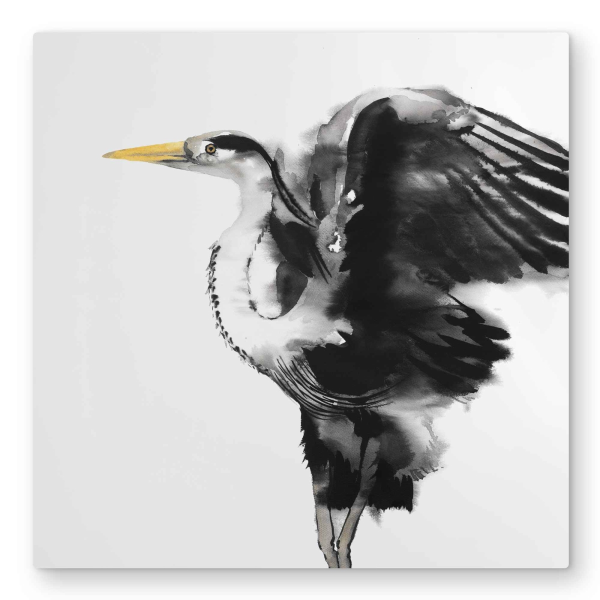 C1MP3232HS6P3Y 32 x 32 in. Heron Black Metal Print Wall Art - Unique Animal Home Decor Art