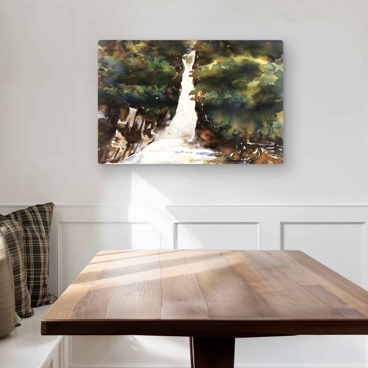 C1MP2030N8NAQ5 20 x 30 in. Watercolor Waterfalls - Brown Illustrative Metal Print Wall Art