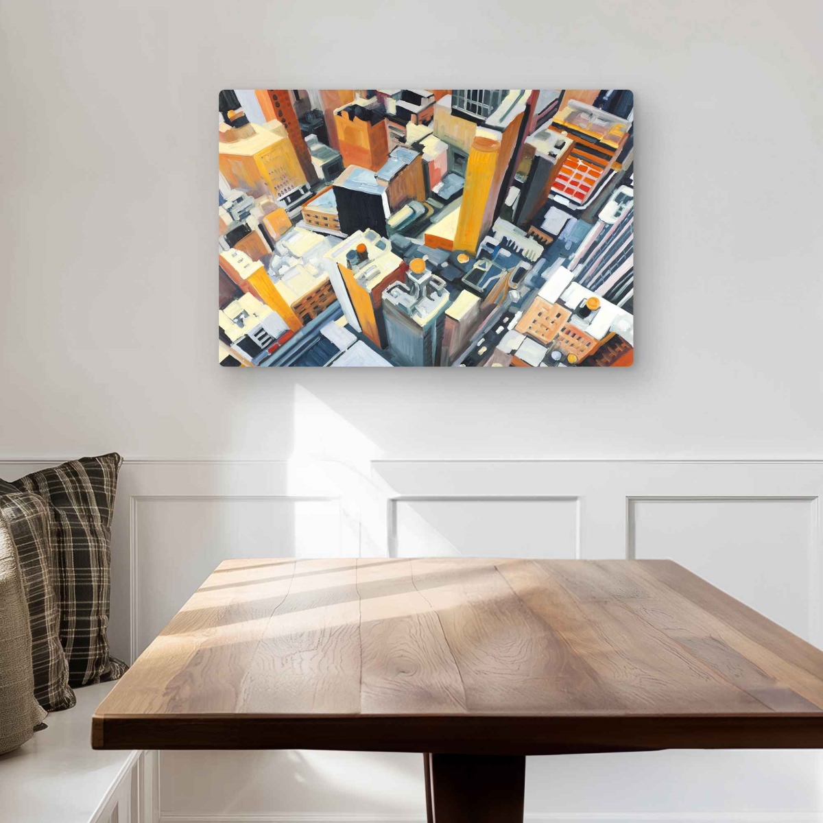 C1MP2030NBYODN 20 x 30 in. Cities Orange Metal Print Wall Art - High Top View of York Buildings