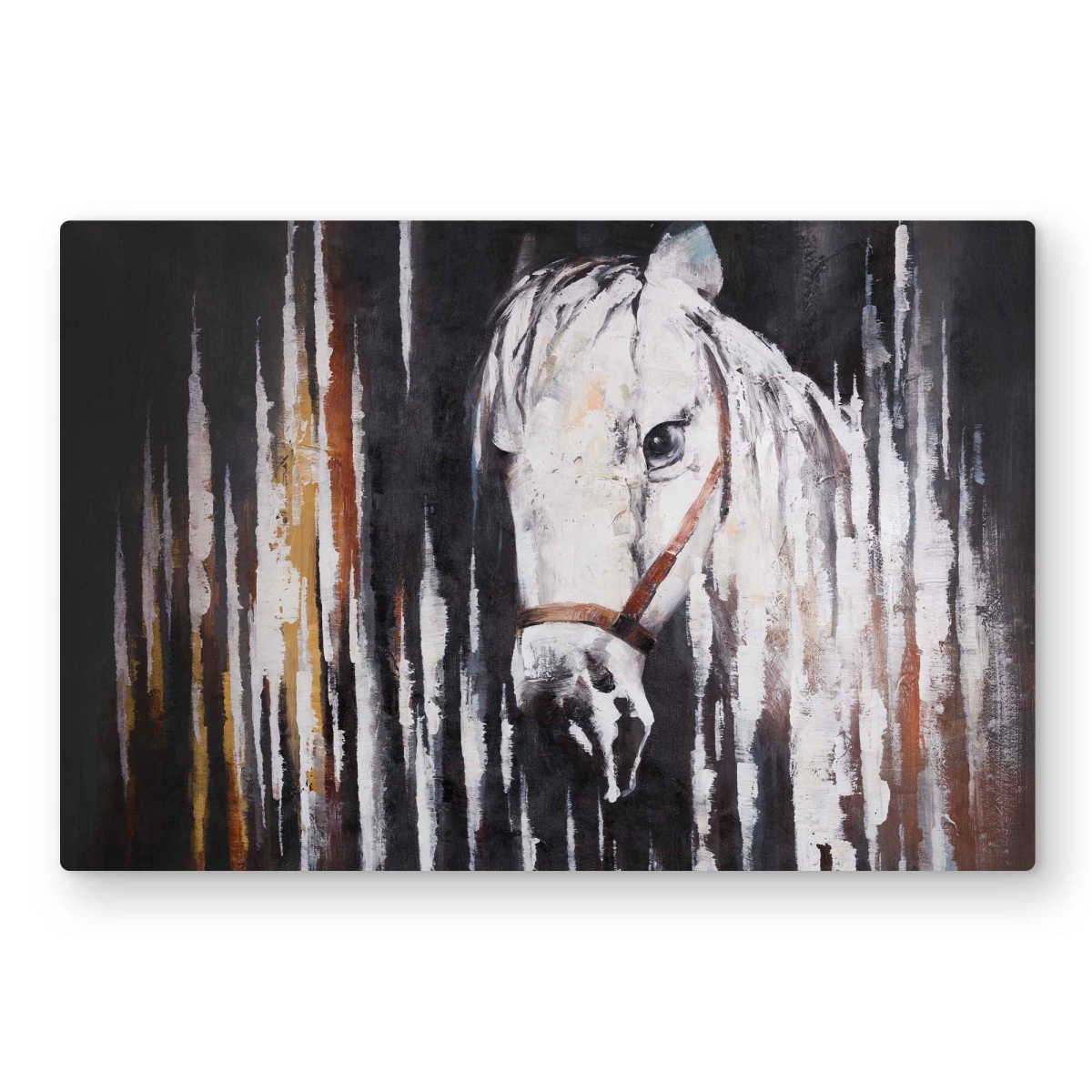 C1MP2030ND60CV 20 x 30 in. White Horse in the Dark - Metal Print Wall Art for Home Decor
