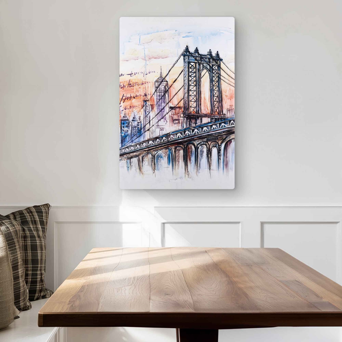 C1MP2030O0C5UX 20 x 30 in. Bridge Sketch Wall Art - Illustrative Places Metal Print