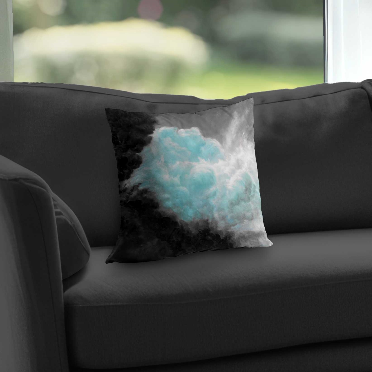 C1PC1414WML3CW 14 x 14 in. Turquoise Clouds - Contemporary Mountains Poly Twill Throw