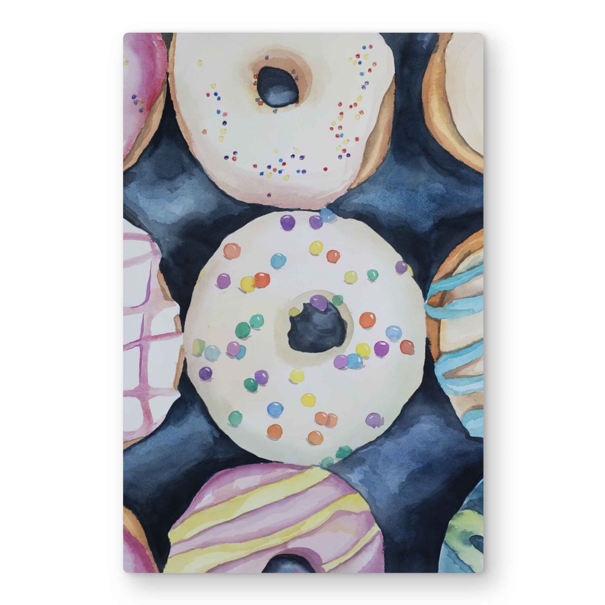 C1MP2030O8Q6XY Watercolor Delicious Looking Doughnuts Wall Art - Metal Print Decor - 20 x 30 in.