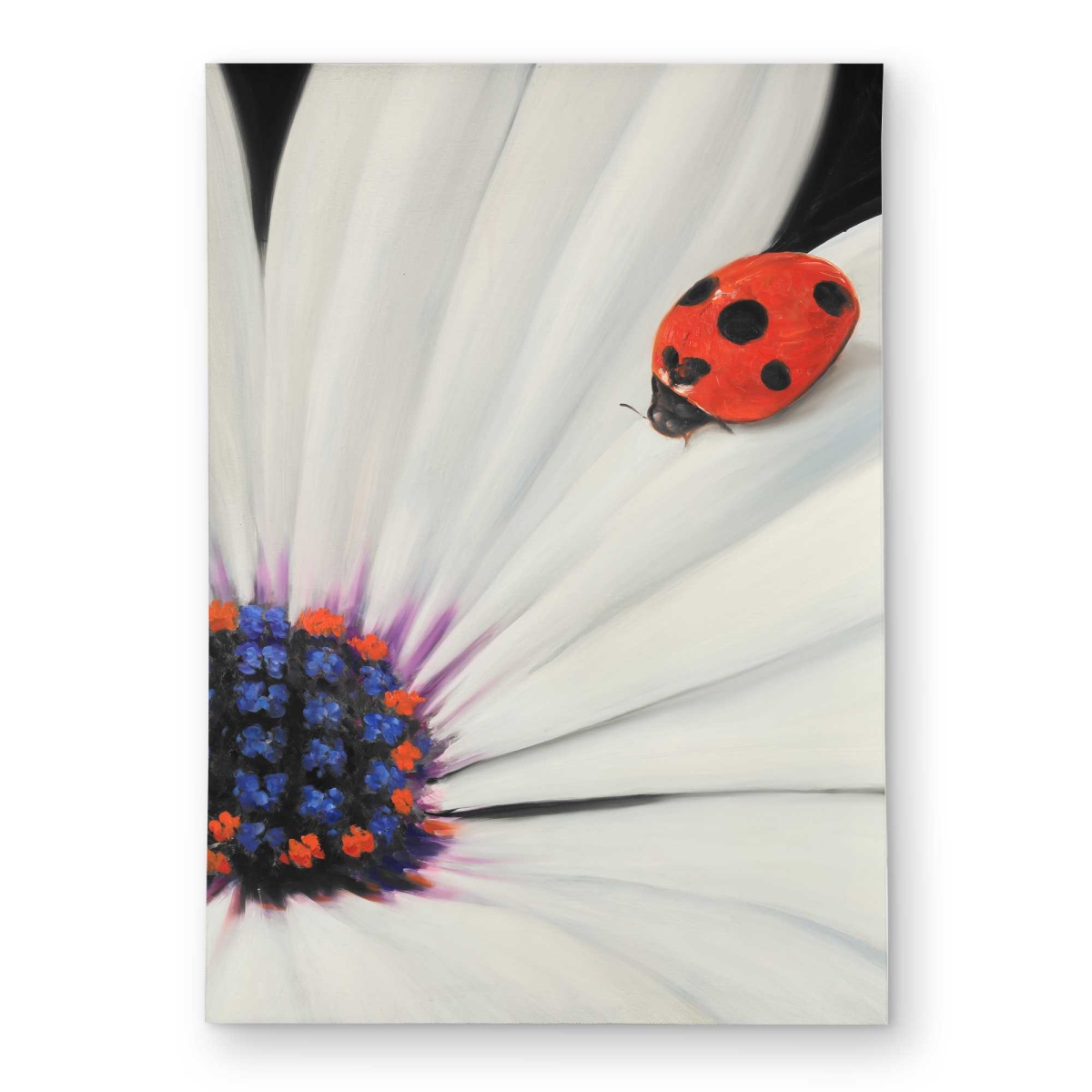C1ROAR57ST01YJ 5 x 7 ft. White Daisy & Ladybug - Romantic Botanical Outdoor Rectangle Area Rug