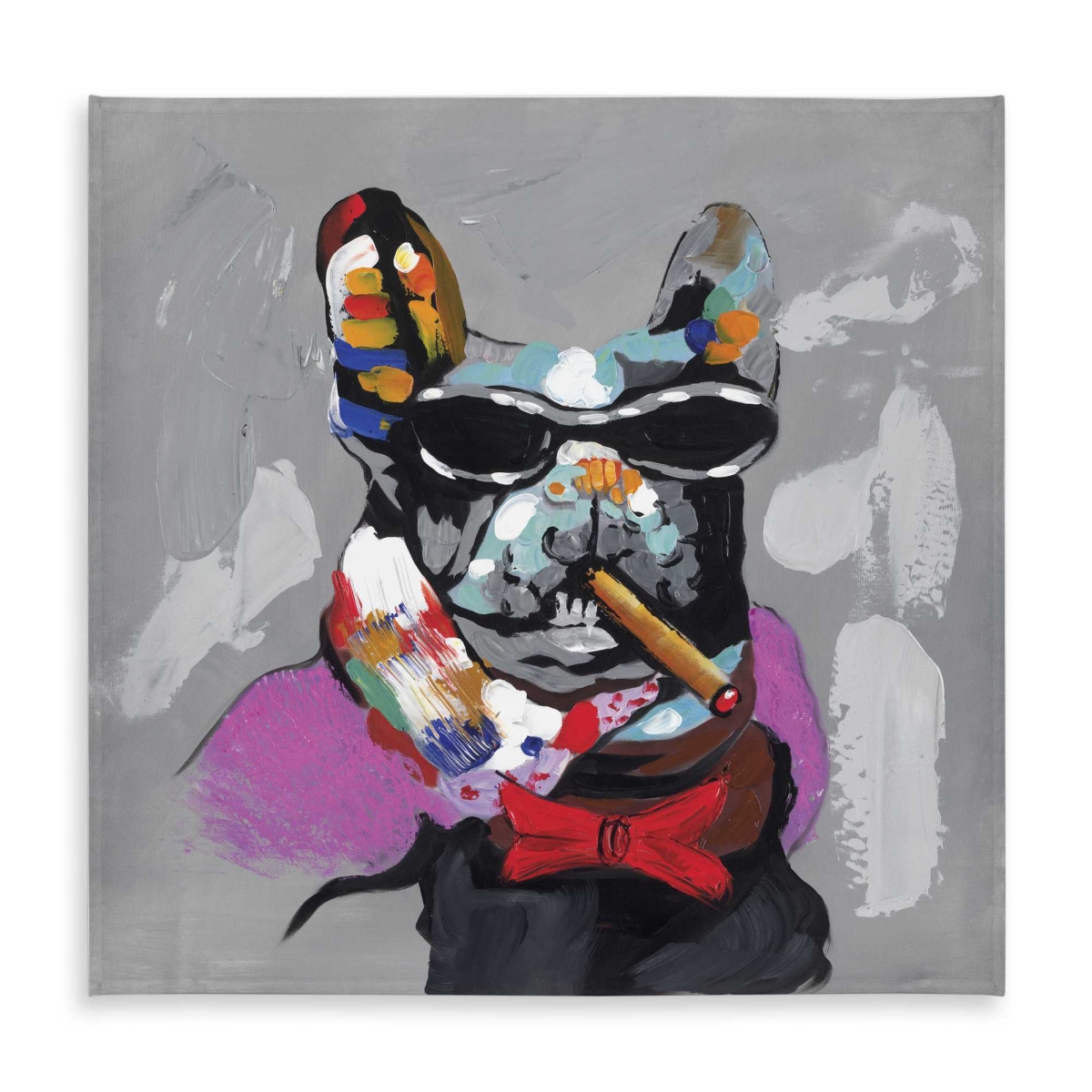 Picture of Begin Home Decor C1TC585805B8YA 58 x 58 in. Abstract Bulldog with Cigar Tablecloth - Retro Home Decor