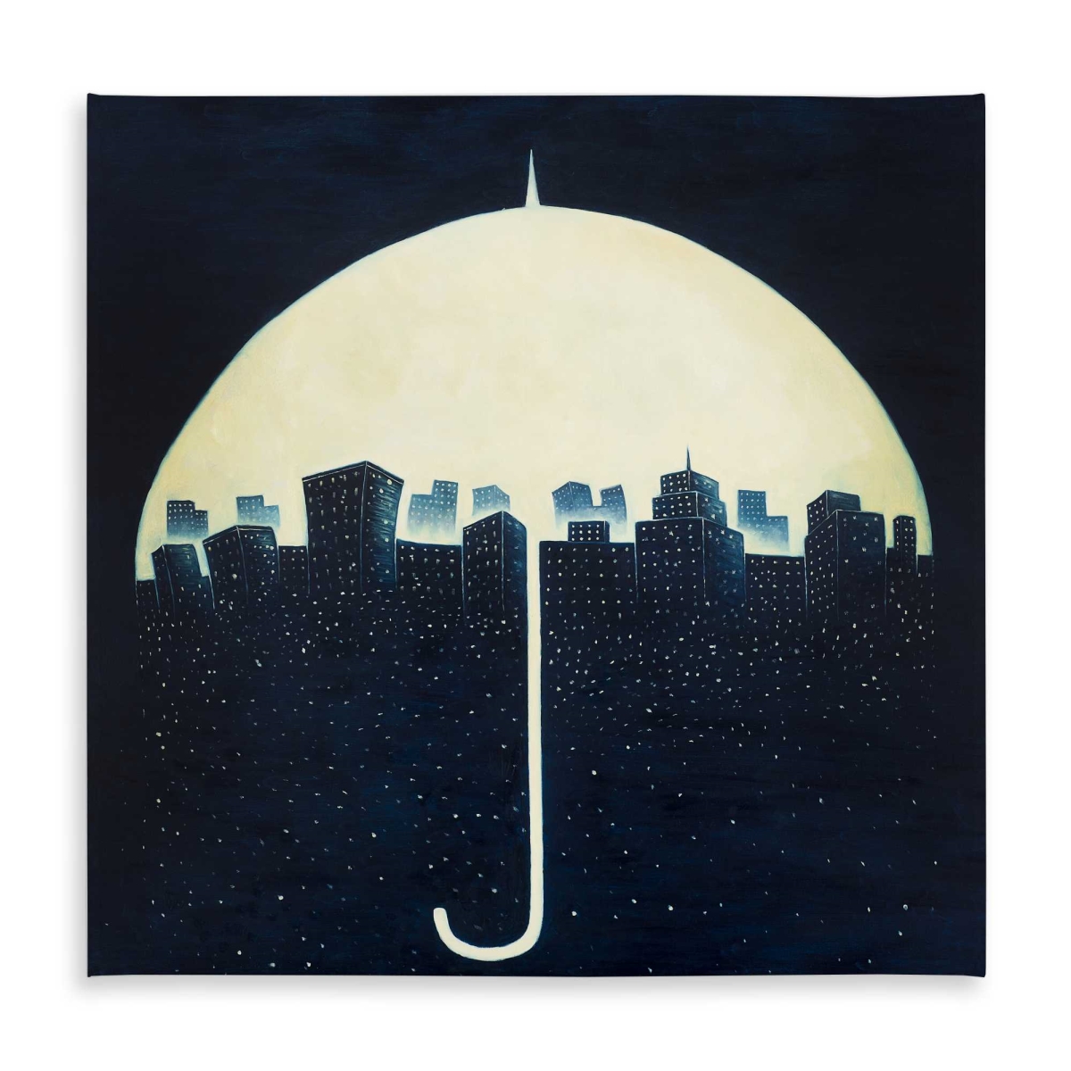 Picture of Begin Home Decor C1TC585824LHWT 58 x 58 in. A City Under Umbrellas - Illustrated Tablecloth for Decor