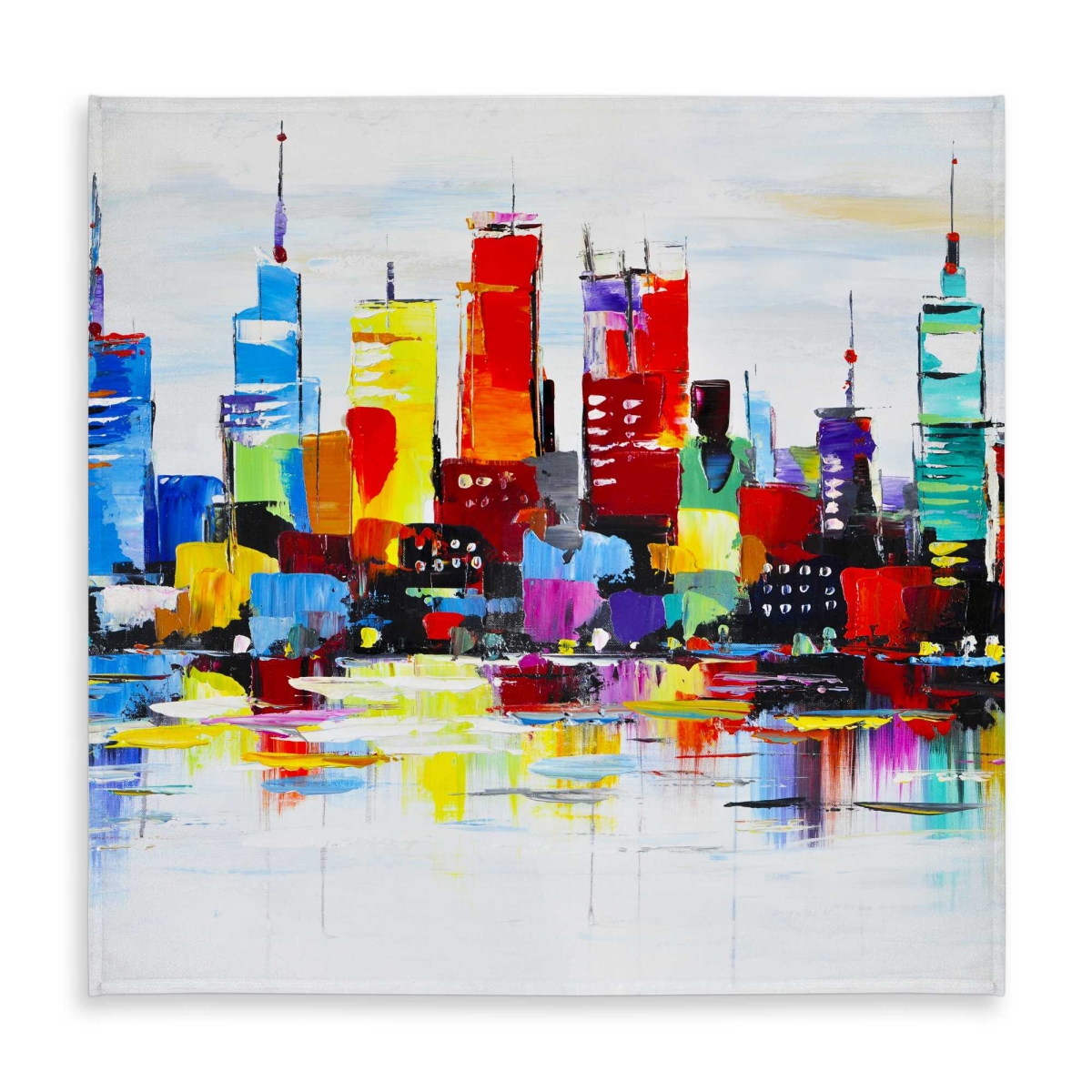 Picture of Begin Home Decor C1TC585899OPJP 58 x 58 in. Abstract & Colorful City Tablecloth - Shapes Cities